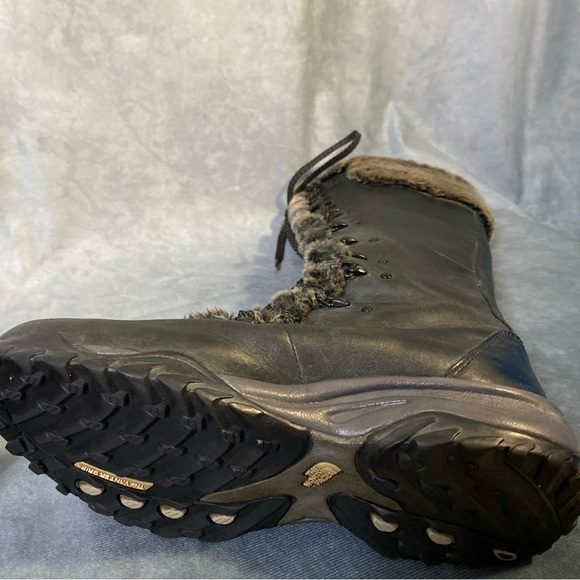 The North Face Tall Lace Up Leather Faux Fur Lined Black Women's Boots Sz 7.5 - Picture 6 of 8